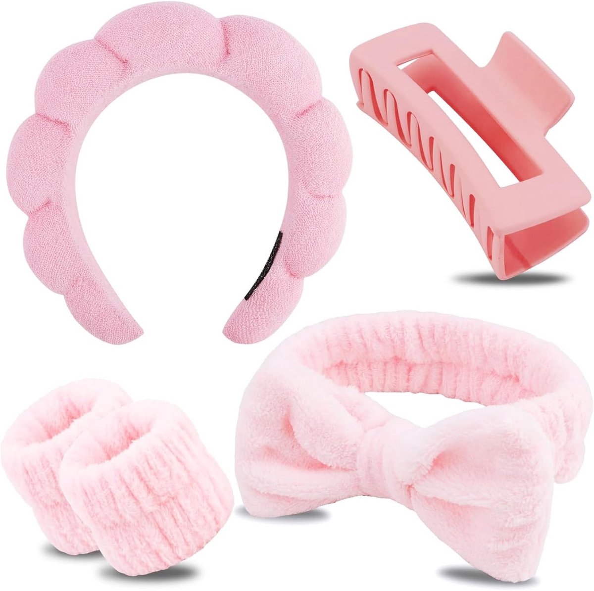 Gezellige Haarband voor Gezichtsreiniging, Antislip Make-up en Verzorging, Ideaal voor Bad en Douche (Roze)