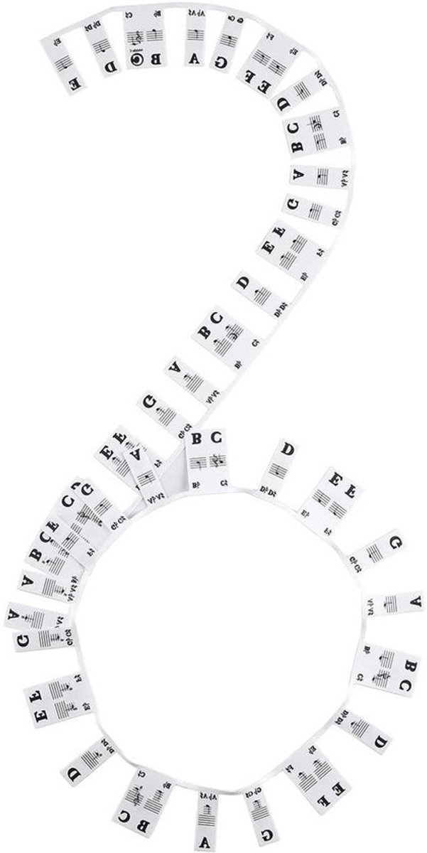 Piano Keyboard Stickers - Noten Systeem - Muziek Leren - Verwijderbaar - 88 Toetsen - Wit