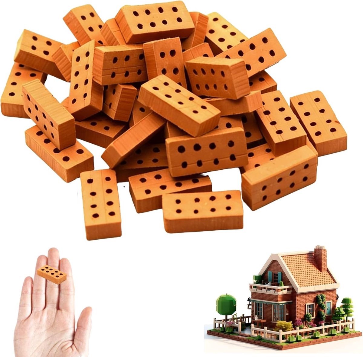 50 Stuks Miniatuur Bakstenen voor Modelbouw, Simulatie, DIY Poppenhuis en Tuin Decoratie