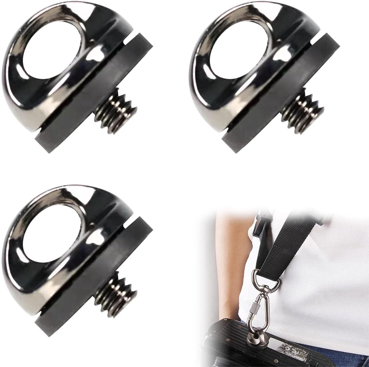 Camera Adapter 1/4 Inch voor Camera Strap, Tripod Mount en Bevestigingsschroeven - Set van 3 voor Verbeterde Stabiliteit en Gebruiksgemak
