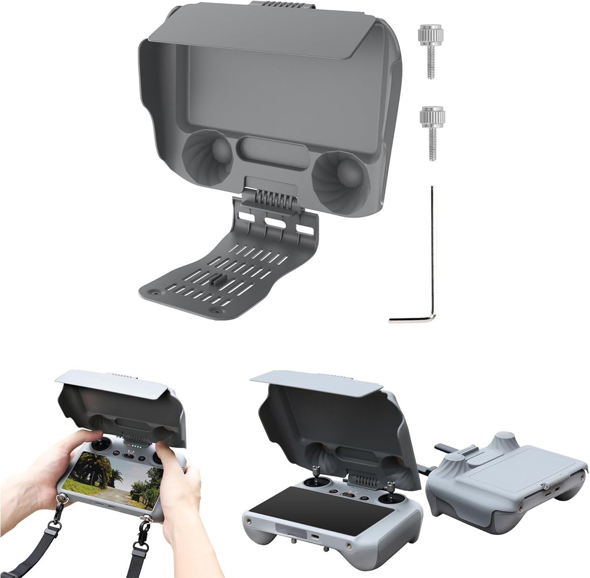 Verstelbare Zonnevisier en Beschermhoes voor RC Afstandsbediening - Ideaal voor DJI Air 3 en Mini 3 Pro, Bescherming en Comfort tijdens het Vliegen