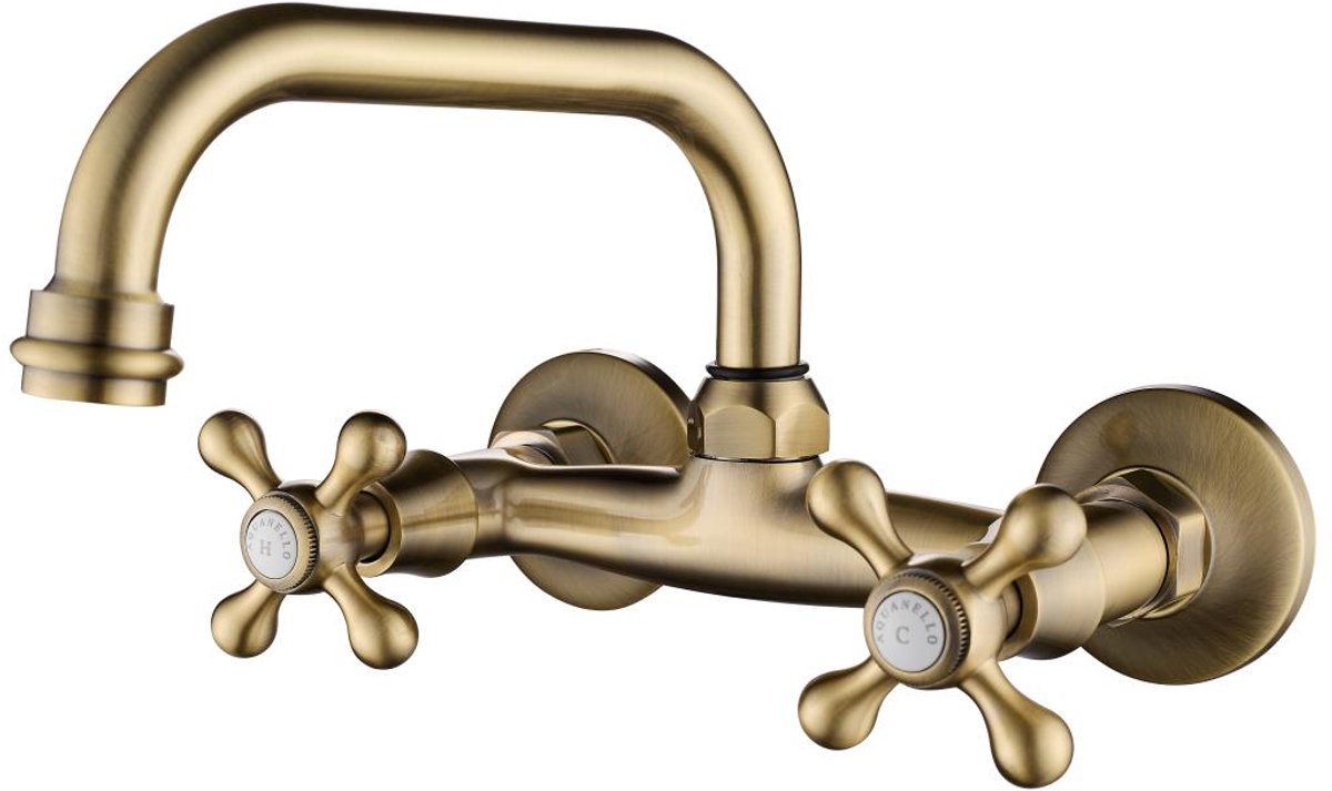 Aquanello Heritage Ascot Klassieke Keuken Muurkraan Boven Uitloop Brons BN-4110-HA