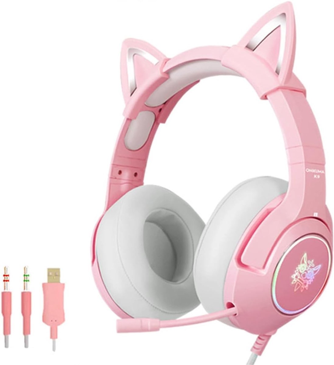 Gaming Headset - Roze - - Met Afneembare Kattenoren en Surround Geluid - Voor Meisjes