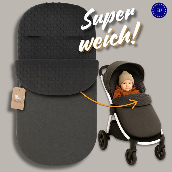 Kinderwagen Voetenzak - Buggy Inleg - Winter Wandelingen - Wind Waterafstotend - 90x45 cm - Grijs — afbeelding 3