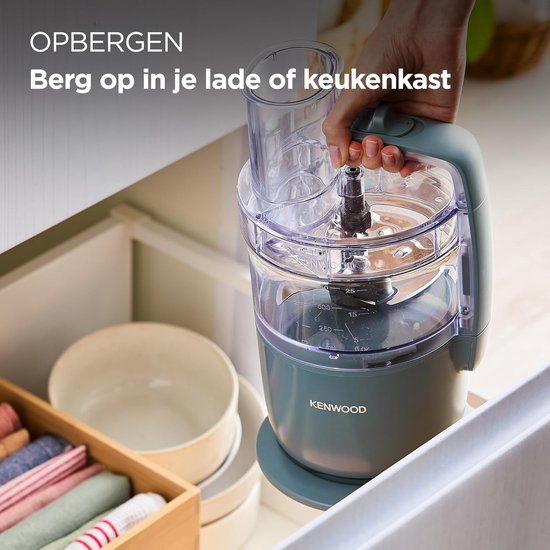 Compacte Keukenmachine - Alles in één - Maaltijden Bereiden - Direct op bord snijden - 1.3 Liter Kom - Zilver — afbeelding 4