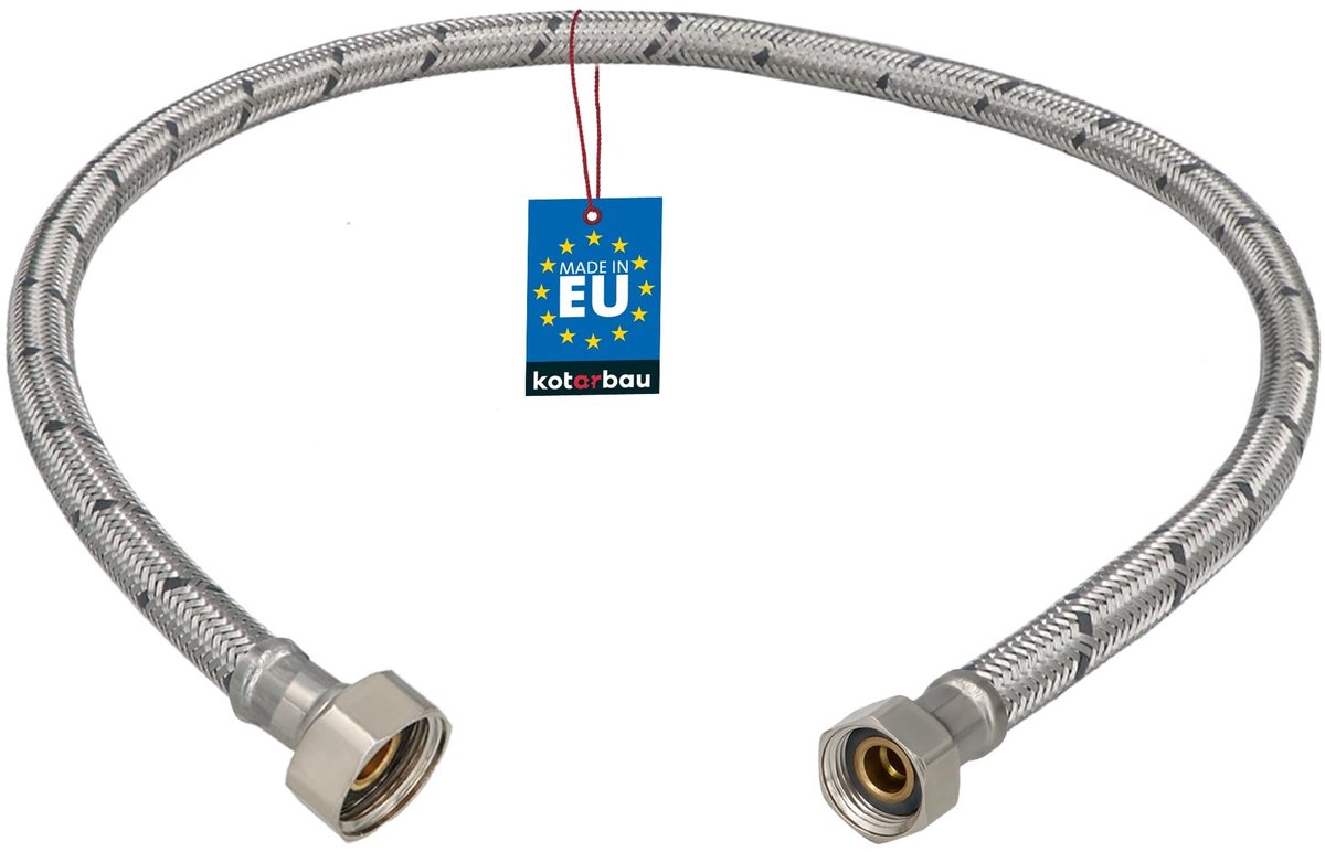 KOTARBAU® Flexibele Aansluitslang 1/2“ x 3/8“ - Flexibele Kraanslang 70 cm - Sanitaire Aansluitslang - Flexibele Verbindingsslang - Aansluitslang Armatuur - met Roestvrijstalen Vlechtwerk