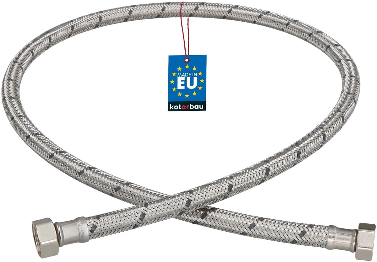 KOTARBAU® Flexibele Aansluitslang 3/8" x 3/8" - Flexibele Kraanslang 100 cm - Sanitaire Aansluitslang - Flexibele Verbindingsslang - Aansluitslang Armatuur - met Roestvrijstalen Vlechtwerk