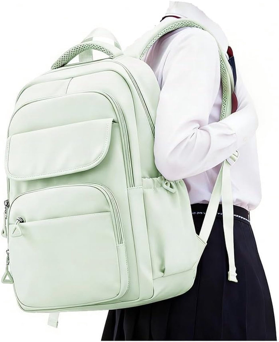Rugzak - Schoolrugzak - Lichtgewicht Laptoprugzak - 47 x 34 x 17 cm- Waterafstotend - Met Meerdere Vakken - Lichtgroen