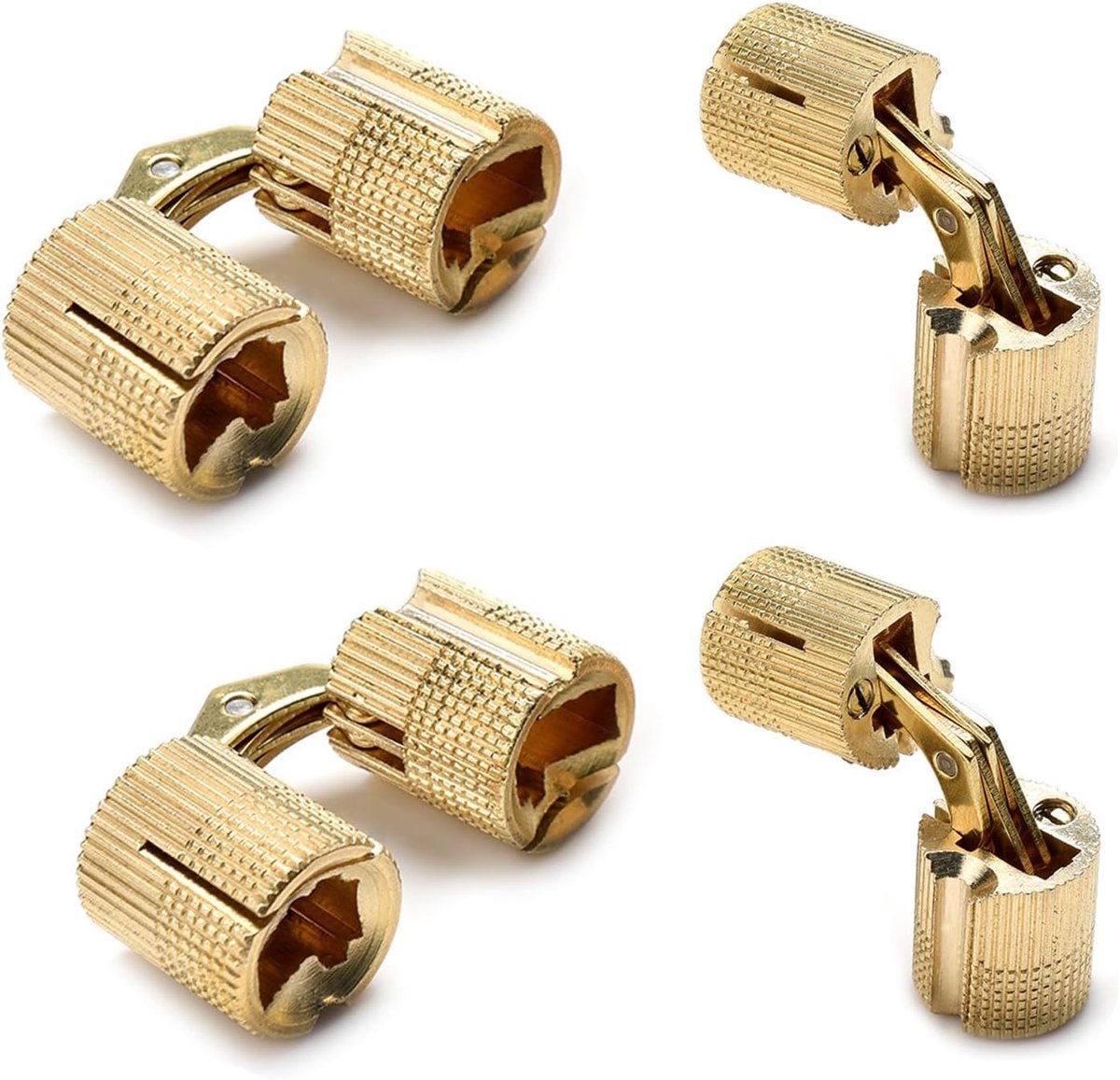 Verborgen kastringen voor houten deuren - 4 stuks messing, 8 mm, 180 graden openingshoek, ideaal voor juwelendozen en handwerk