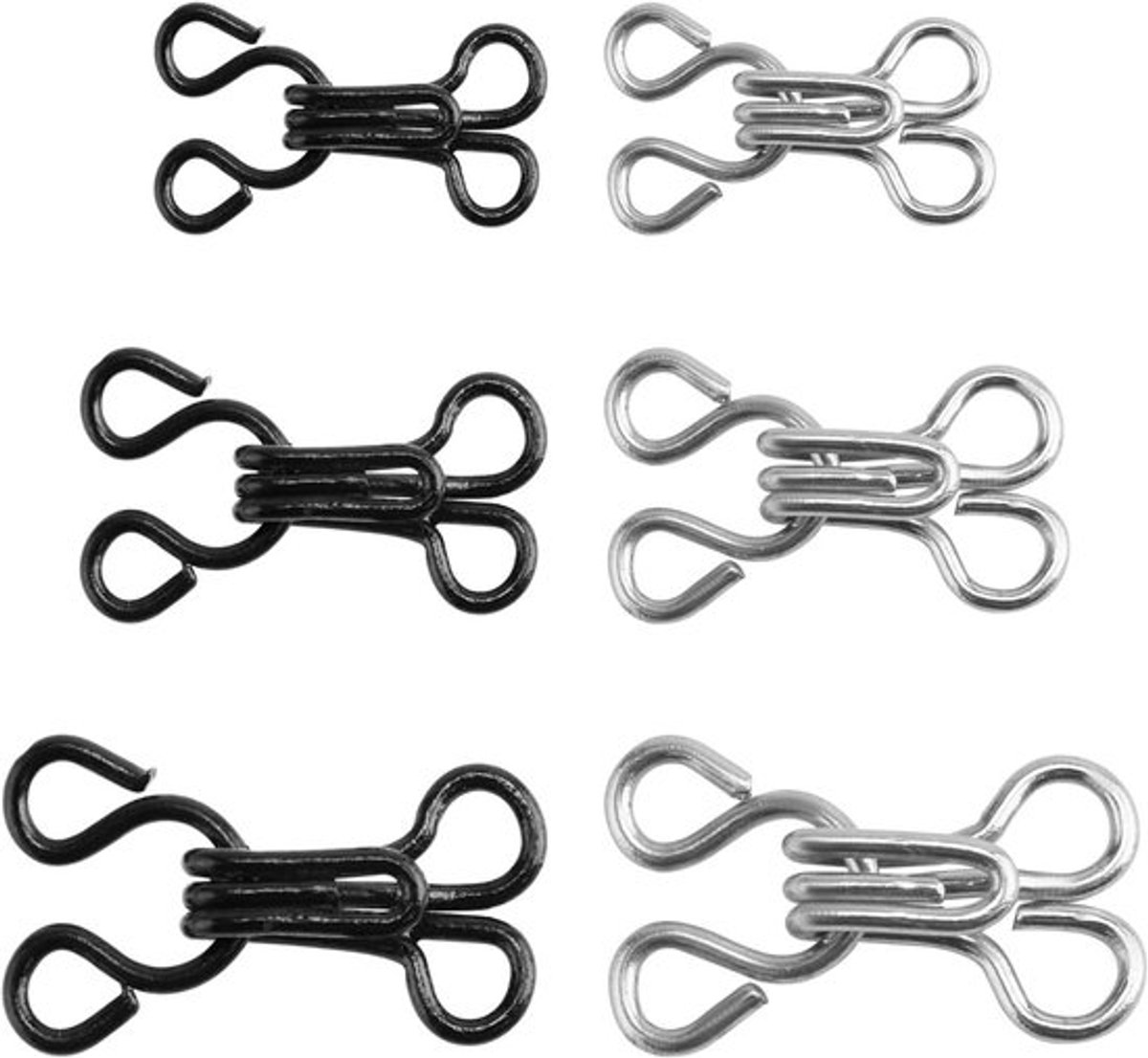 150 Sets Haak- en Oogsluitingen voor Kleding, Vervangende Beugels 12.5/14/17mm voor Broeken, Rok en DIY Projecten, Zwart en Zilver