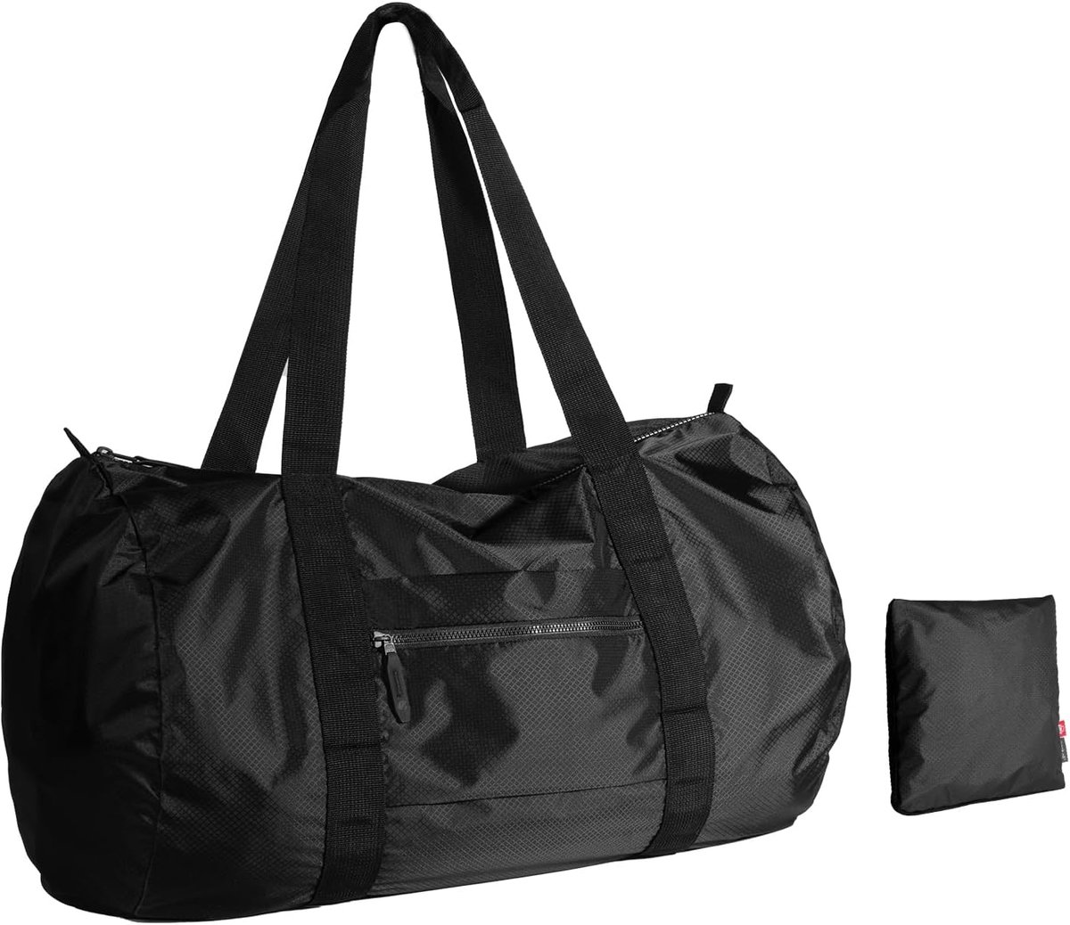 SnelShoppen - Lichtgewicht Opvouwbare Reistas 45L - Zwarte Weekendtas - Ideaal voor Camping, Reis, Sport, en Dagje Weg