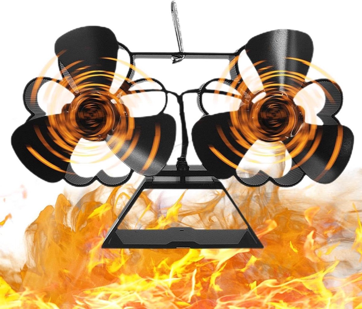 Houtkachel Ventilator - Kachel Ventilator - Warmte Verspreiden - Automatische Temperatuurregeling - 21.2*9*14cm - Veelkleurig