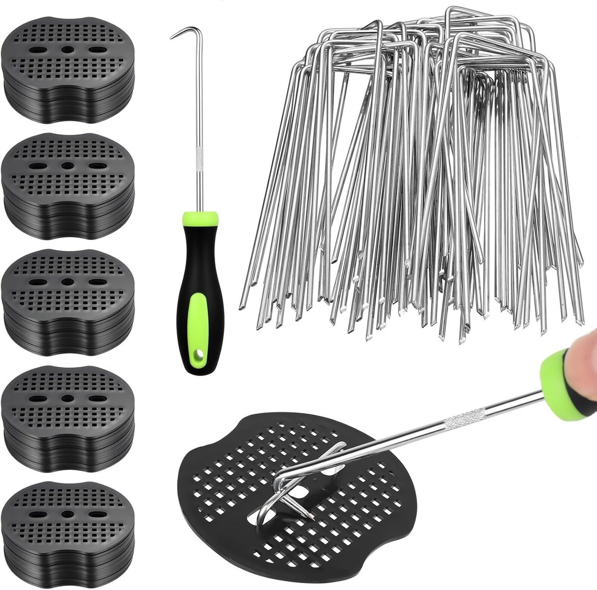 Grondankers voor Onkruiddoek - Zilver - 15 cm - U-vormige Grondnagels van Verzinkt Staal - Voor Tuin en Kampeerprojecten