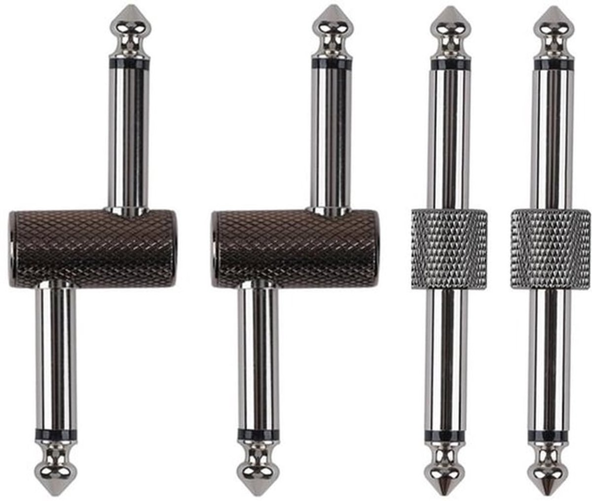 Gitaarpedaal Patch-connector, 6,35 mm (1/4") mannelijk naar mannelijke plug-Adapter voor effectpedalen, set van 4 voor pedalboard gebruik
