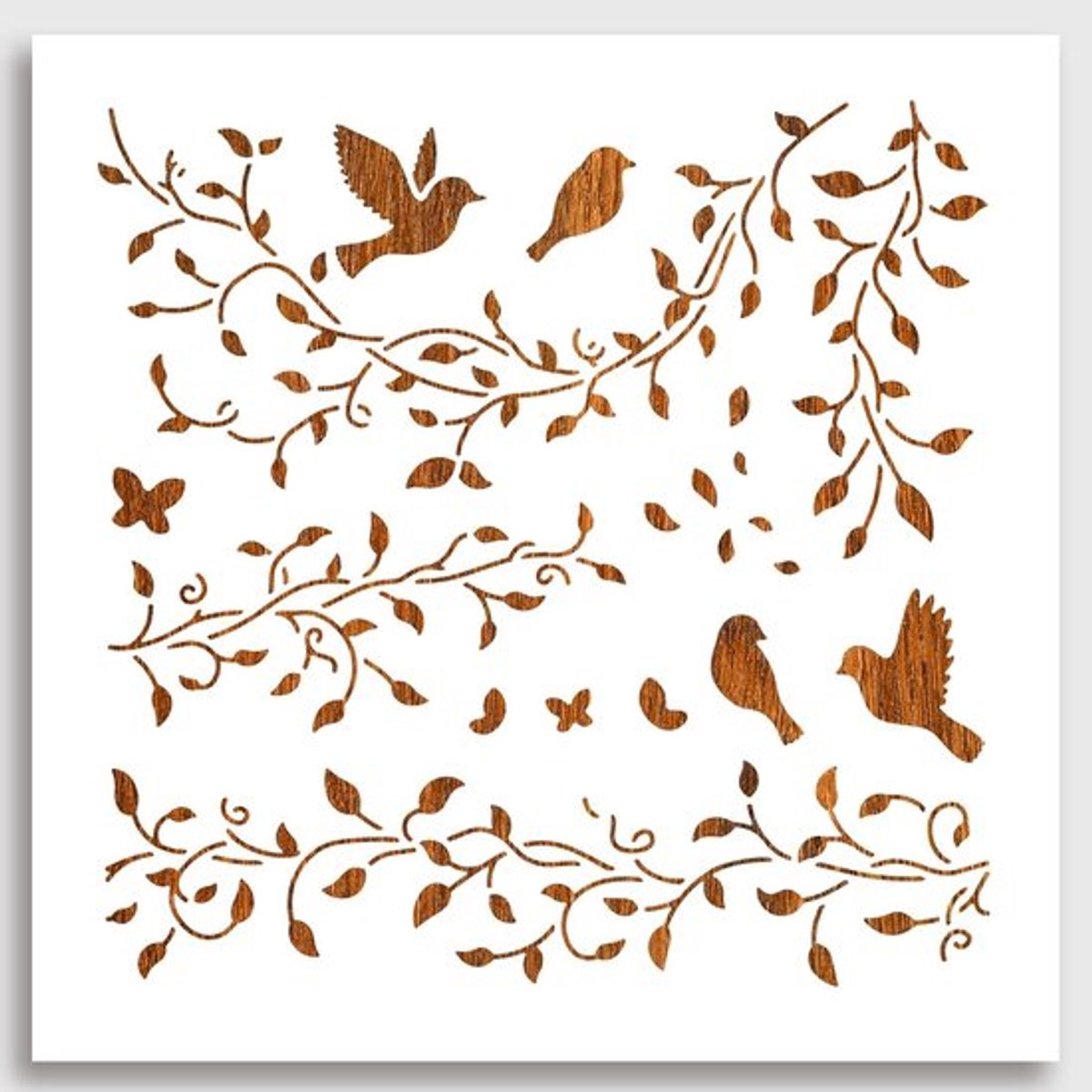 Herbruikbare sjablonen voor het schilderen van vogels en planten, 30x30cm, ideaal voor hout, canvas en muren - Creatieve DIY kunst en ambachten