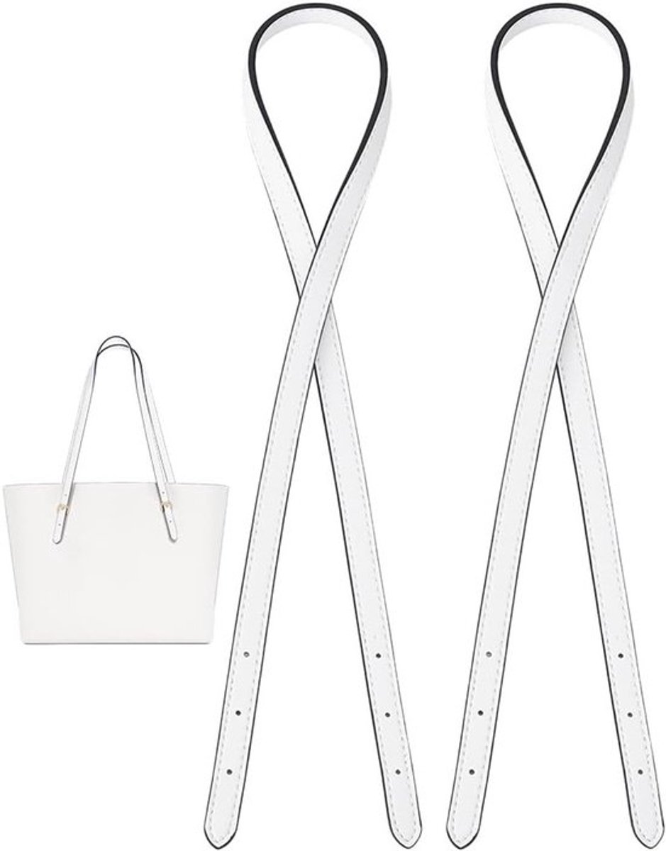 Set van 2 Verstelbare Leren Tas Handvatten, Vervangende Cowhide Schouderriem voor Grote Handtassen en Portemonnees, Wit, 81 cm Lange Draagriem