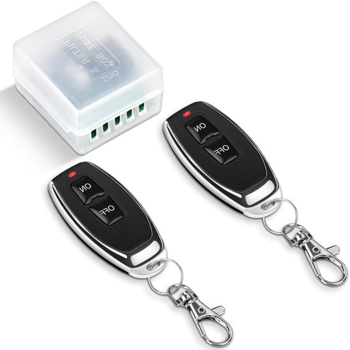 Draadloze afstandsbediening schakelaars 433MHz RF voor verlichting, rolluiken en garagedeuren, inclusief relais en 2 zenders, AC 220V 230V 240V