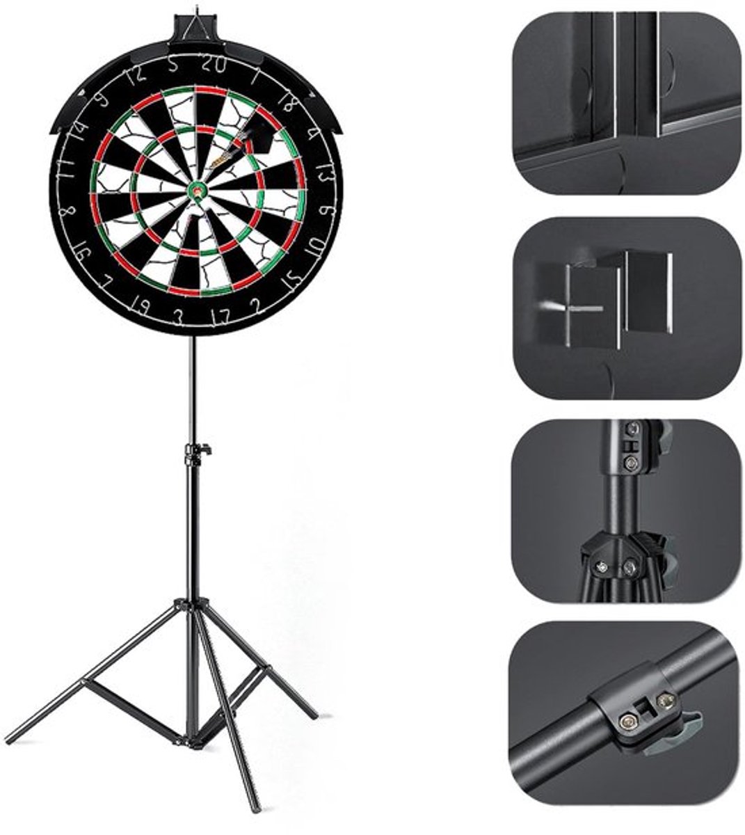 Dartstandaard Hoogwaardige Staal - Opvouwbaar - Driebenig - Mobiele Dartbaan - Stabiliteit - Veiligheid - Dartbordstandaard