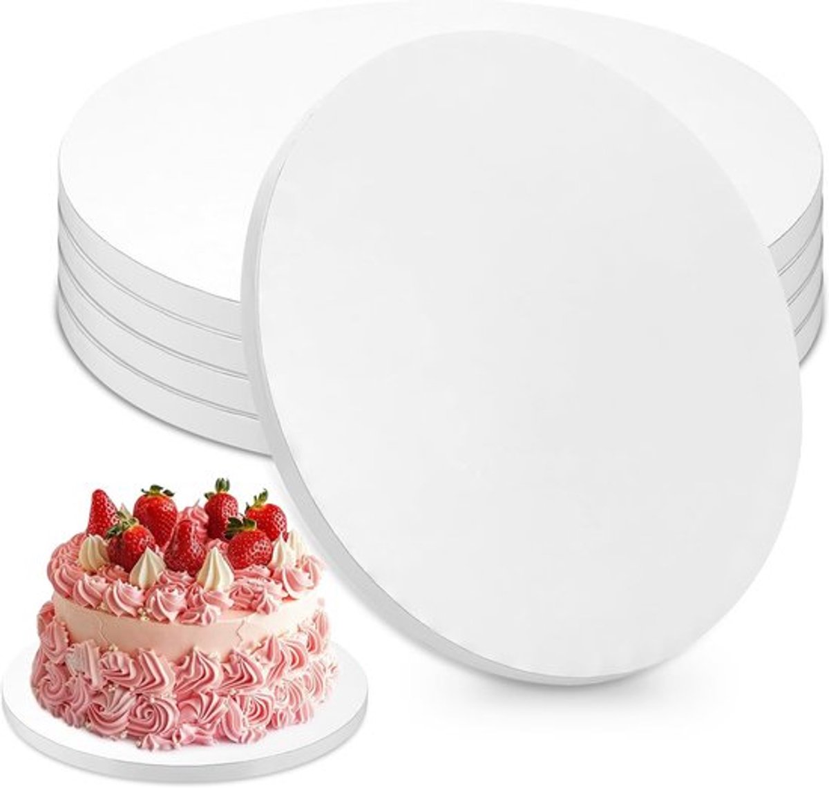 Set van 5 Herbruikbare Taartplaten van 30 cm - Stevige Witte Kartonnen Platen voor Taarten van 20-28 cm, Perfect voor Feestjes en Verjaardagen