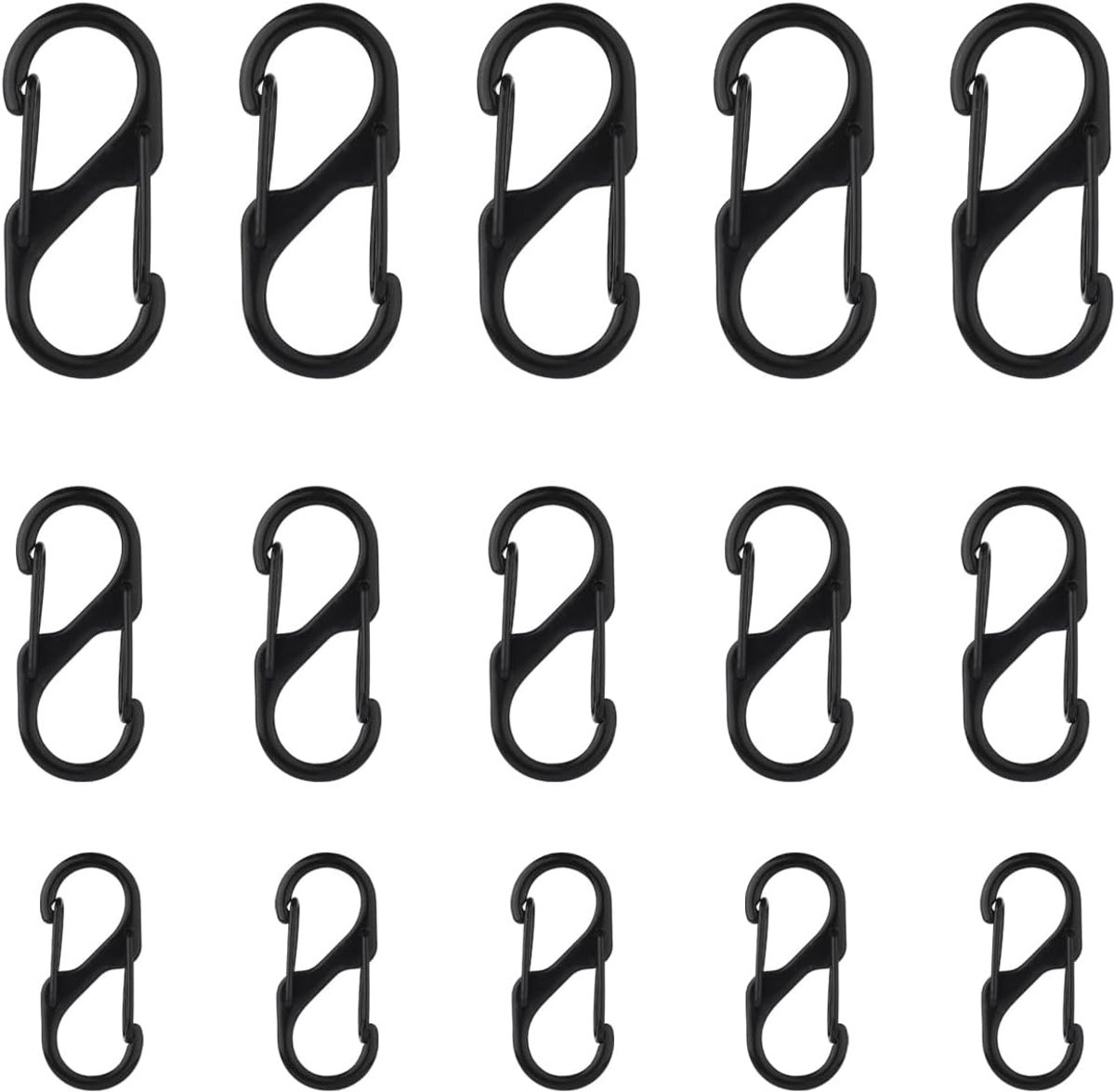 SnelShoppen - 15 Stuks Zipper Clip Diefstalpreventie, S-vormige Dubbel Sluitende Karabijnhaken voor Snelle Ontkoppeling Rugzak Rits Slot Clips voor Sl