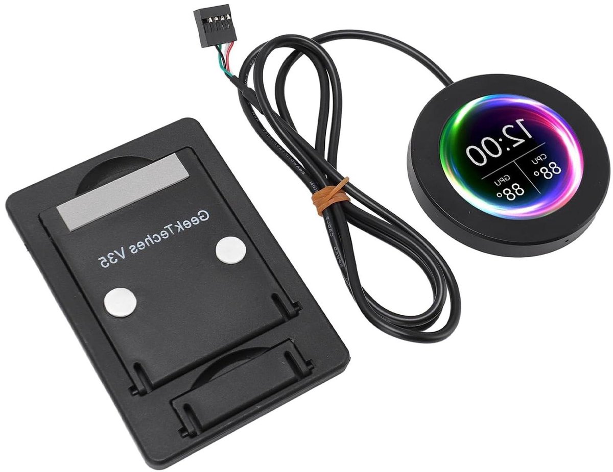 Computertemperatuur Monitor - PC Sensor Paneel - Prestaties Monitoren - 2.1 Inch LCD Scherm - 480x480 Resolutie - Zwart