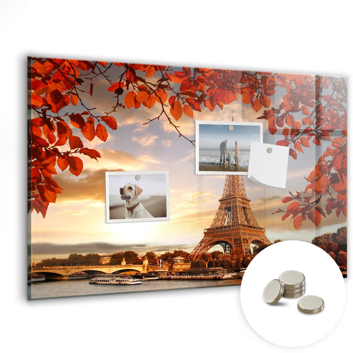 Coloray Glazen Magneetbord - Magnetisch Bord Eiffeltoren - 60x40 cm - Veelkleurig Magneetbord - Magnetic Board - Woonkamer Decoratie
