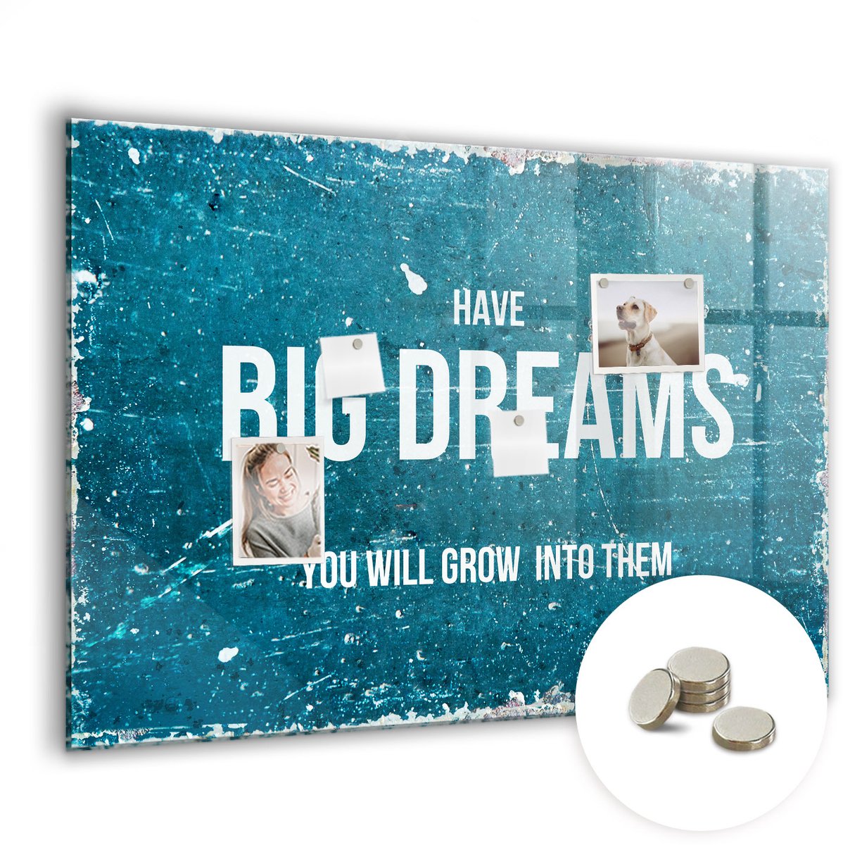 Coloray Glazen Magneetbord - Magnetisch Bord Wereldkaart - 100x70 cm - Blauw Magneetbord - Magnetic Board - Magneetbord Design