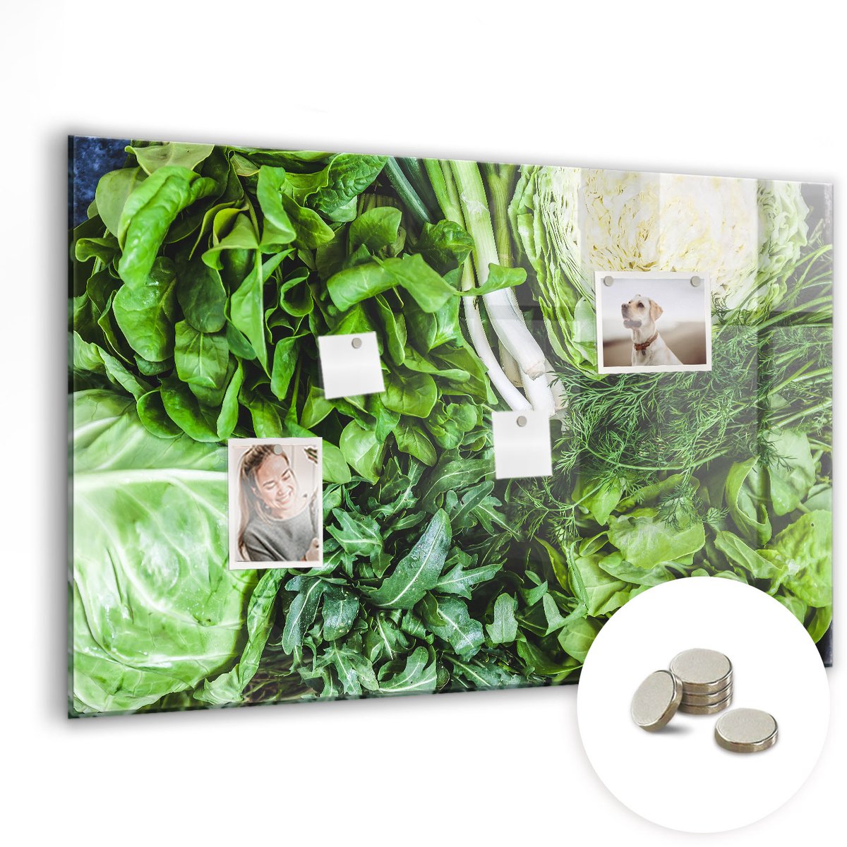 Coloray Glazen Magneetbord - Magnetisch Bord Groene paprika - 90x60 cm - Groente Magneetbord - Magnetic Board - Keuken Decoratie