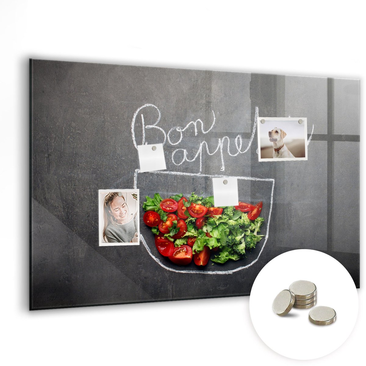 Coloray Glazen Magneetbord - Magnetisch Bord Oude autostad - 90x60 cm - Veelkleurig Magneetbord - Magnetic Board - Memobord
