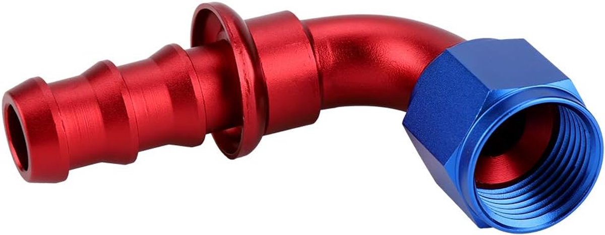 SnelShoppen - 90 Graden Push On Twist Lock Mannetje Brandstof Aansluiting voor Brandstof- en Olie Slang - Hoogwaardige T6160 Aluminium Legering - 90°
