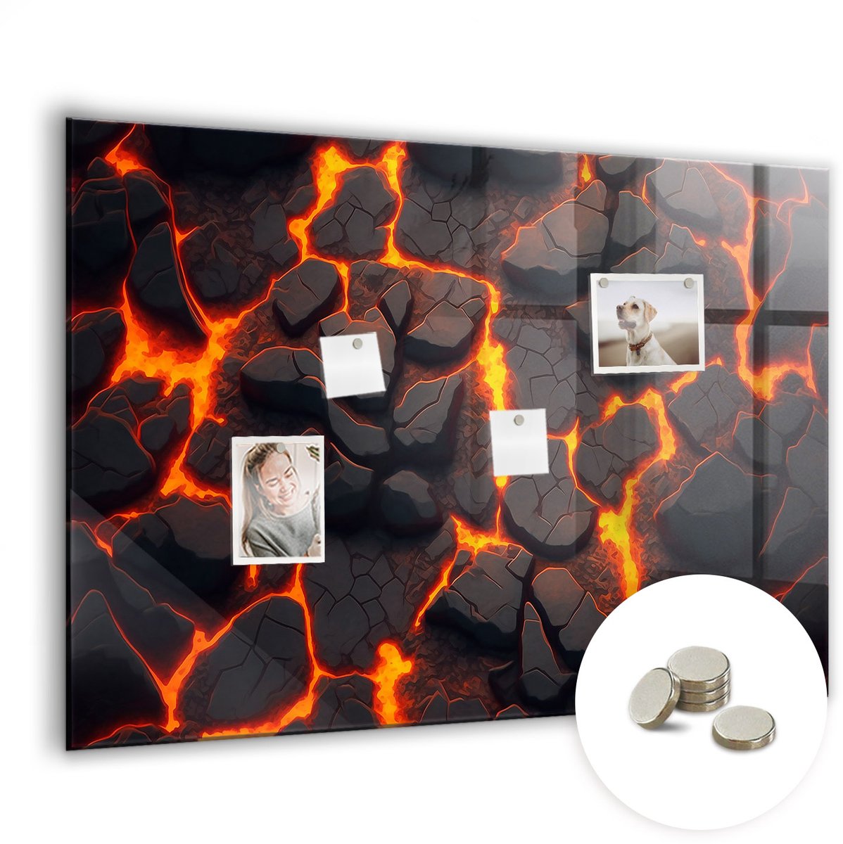 Coloray Glazen Magneetbord - Magnetisch Bord Kaneel - 100x70 cm - Zwart Magneetbord - Magnetic Board - Wanddecoratie