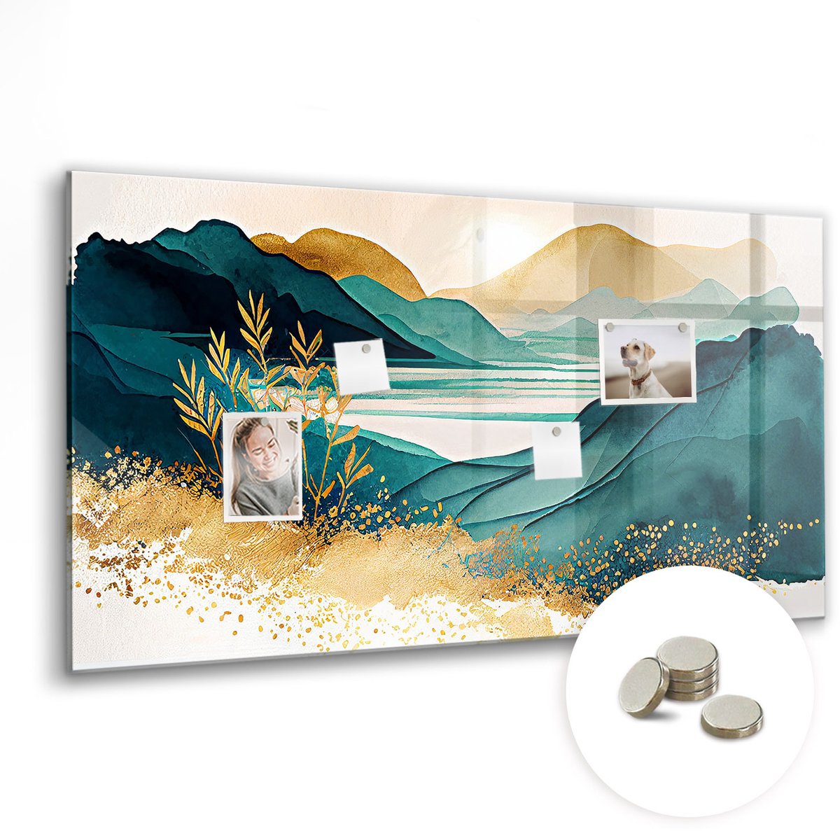 Coloray Glazen Magneetbord - Magnetisch Bord Kaneel - 120x60 cm - Veelkleurig Magneetbord - Magnetic Board - Memobord