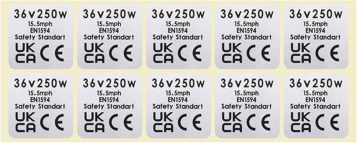 SnelShoppen - 10 Stuks Mid Drive Motor Sticker 36V 250W Waterproof Sticker 30x30mm CE Label voor E-bike BAFANG Compatibel