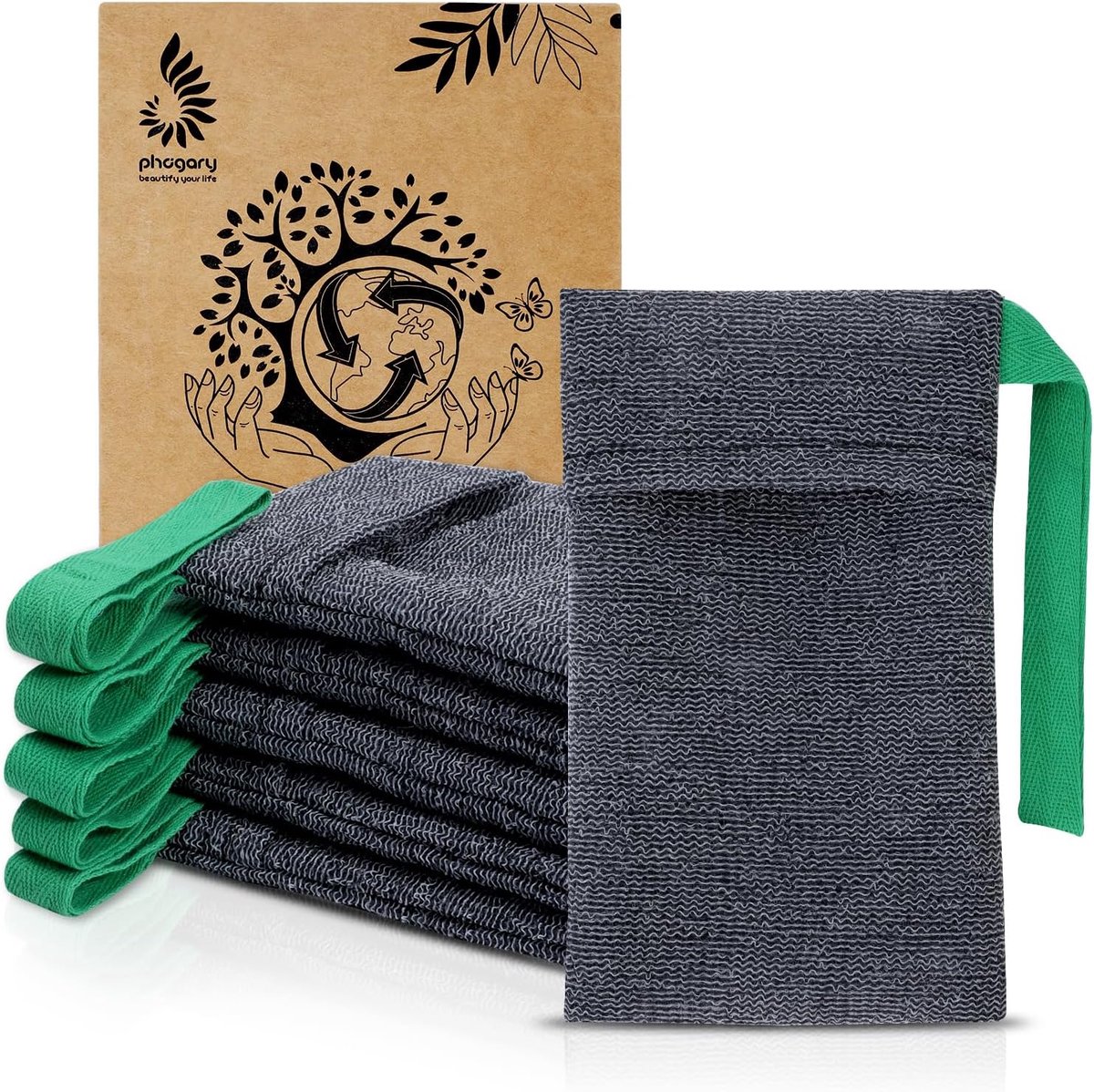 SnelShoppen - Exfoliërende Zeepzakjes voor Douche, Nylon voor Vaste Zeep, Premium Zeepzak voor Peeling, Sneldrogend, Schimmelbestendig, Grijs