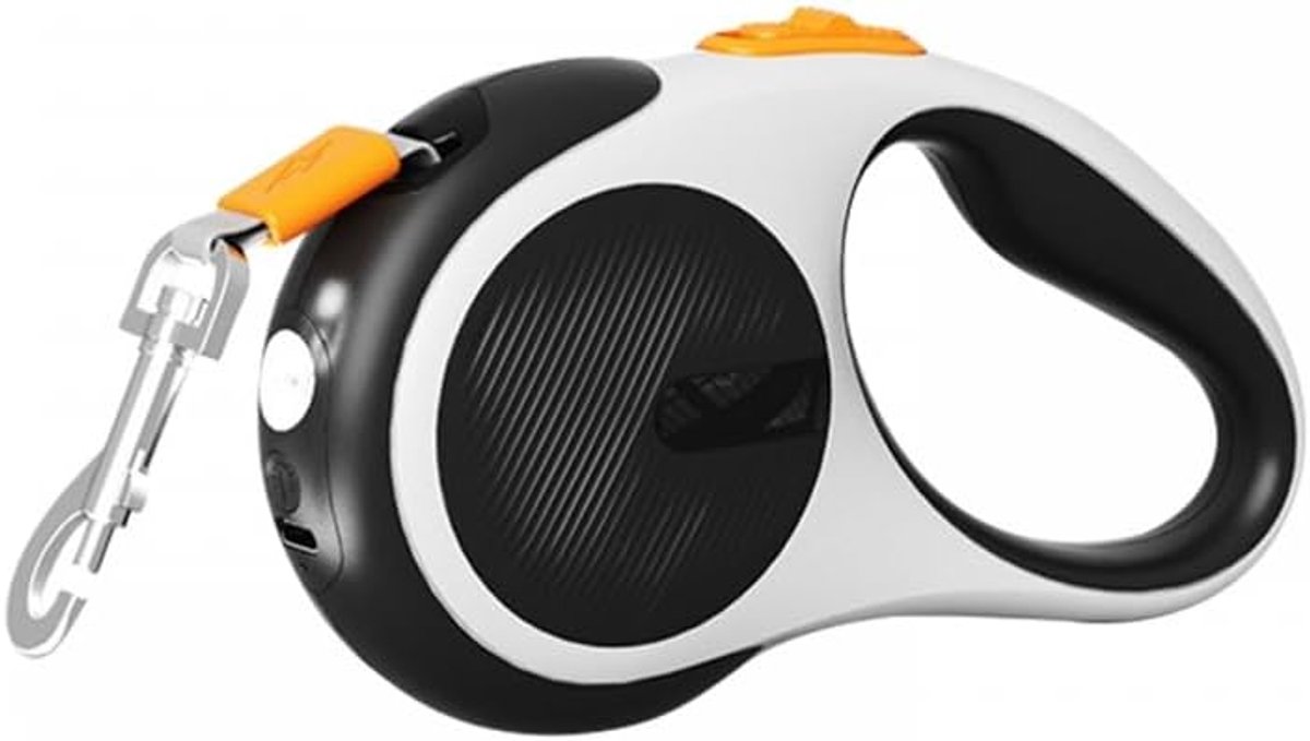 SnelShoppen - Retractable Hondenlijn 10/16ft USB Oplaadbare Hondenriem met LED Zaklamp, Ergonomische Handgreep, Voor Kleine en Middelgrote Honden tot