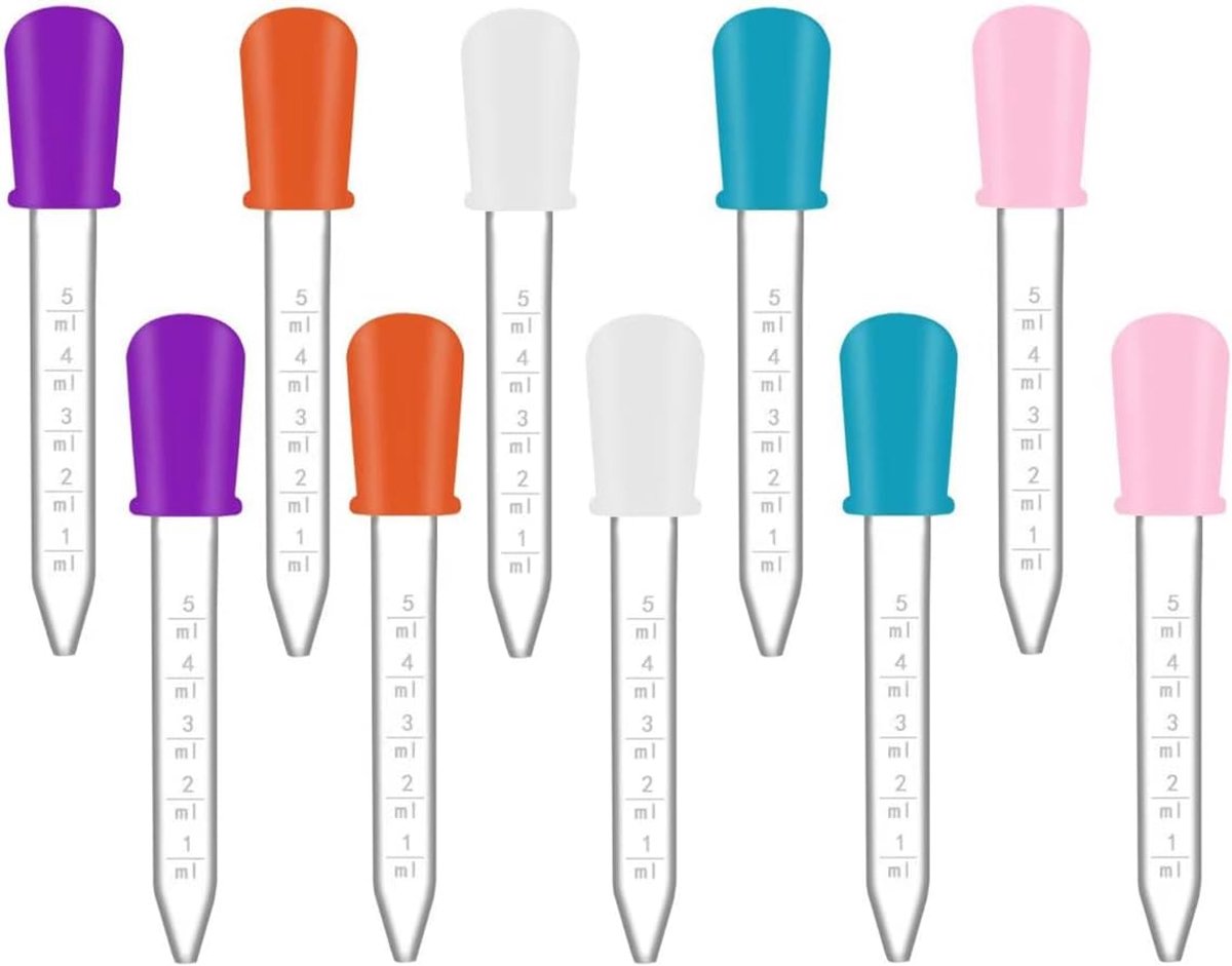 SnelShoppen - 10 Stuks Pipetten 5ml - Siliconen en Plastic Druppelaars voor Keuken, Tuin en Creatieve Klussen