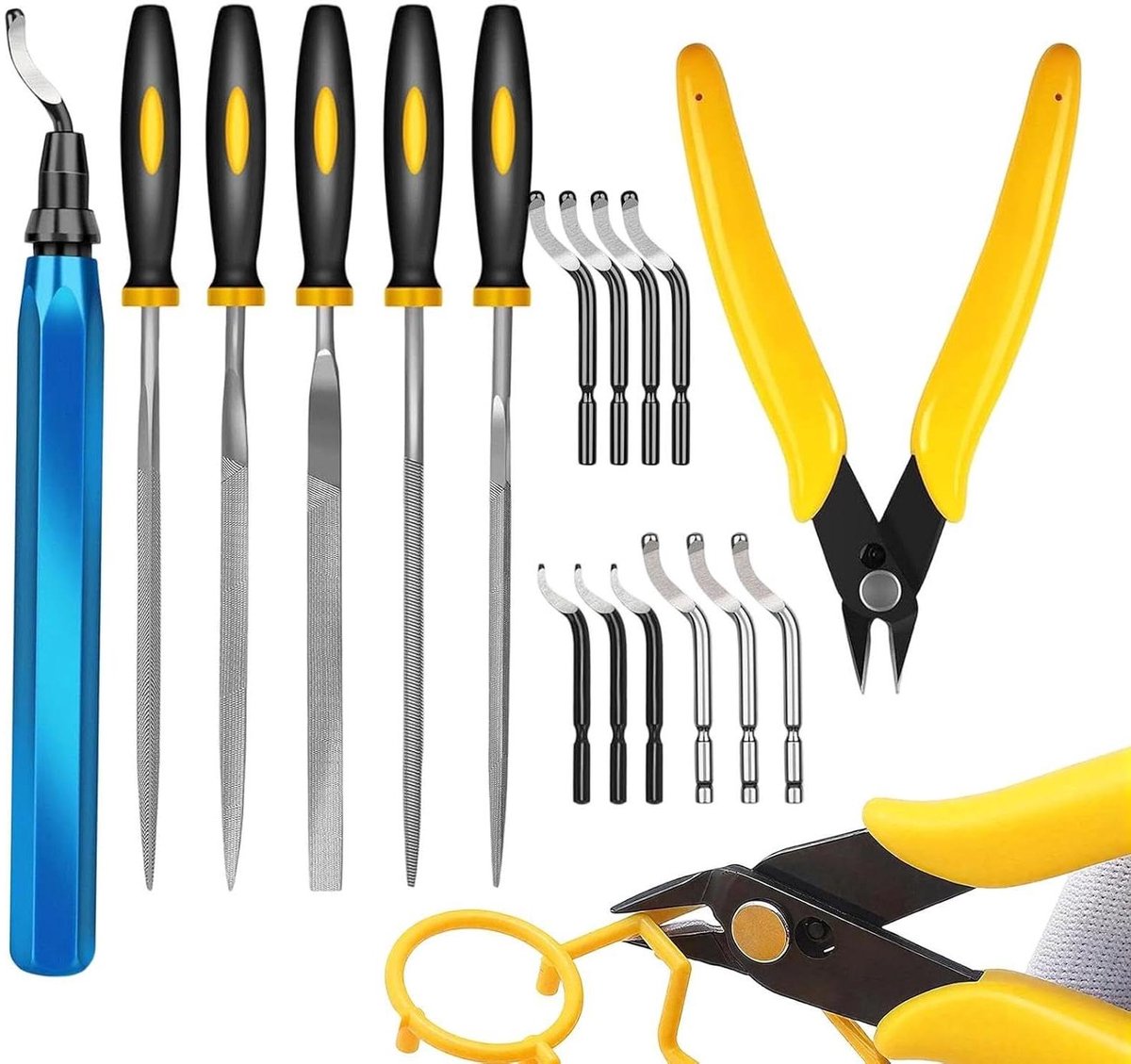 3D Ontbraamgereedschap Set - Verwijderingsset Bramen - Precisie Afwerken - Veelzijdige Vijlen - 18 x 13 x 2 cm - Grijs