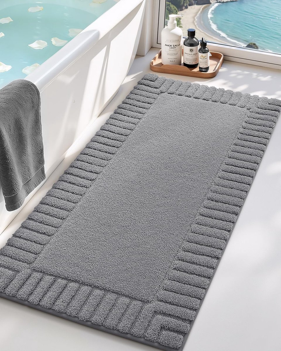 SnelShoppen - Donkergrijze Badmat 60x110cm - Absorberende en Antislip Badkamer Tapijt - Zachte Badmat Voor Badkamer, Douche, Badkuip, Wasruimte