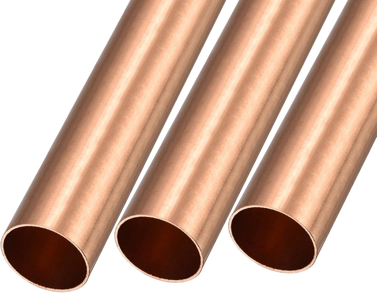 SnelShoppen - 3 Stuks METALLIXITY Koperen Buis 25mm AD x 1mm Wanddikte x 100mm Lengte - Geschikt voor Doe-Het-Zelf, Huisdecoratie, Modelbouw en Tuinpr