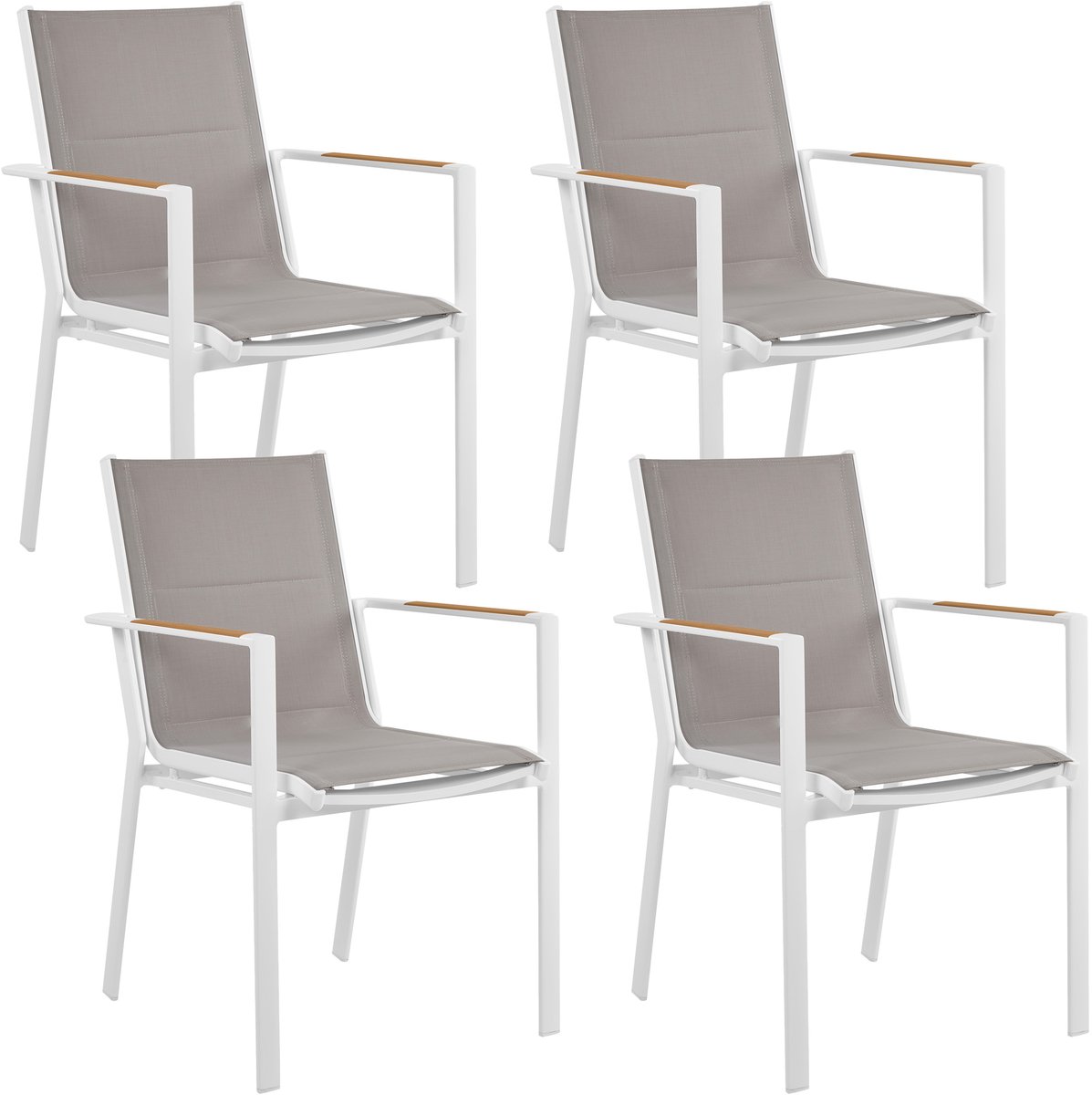 BUSSETO - Tuinstoel set van 4 - Grijs - Aluminium