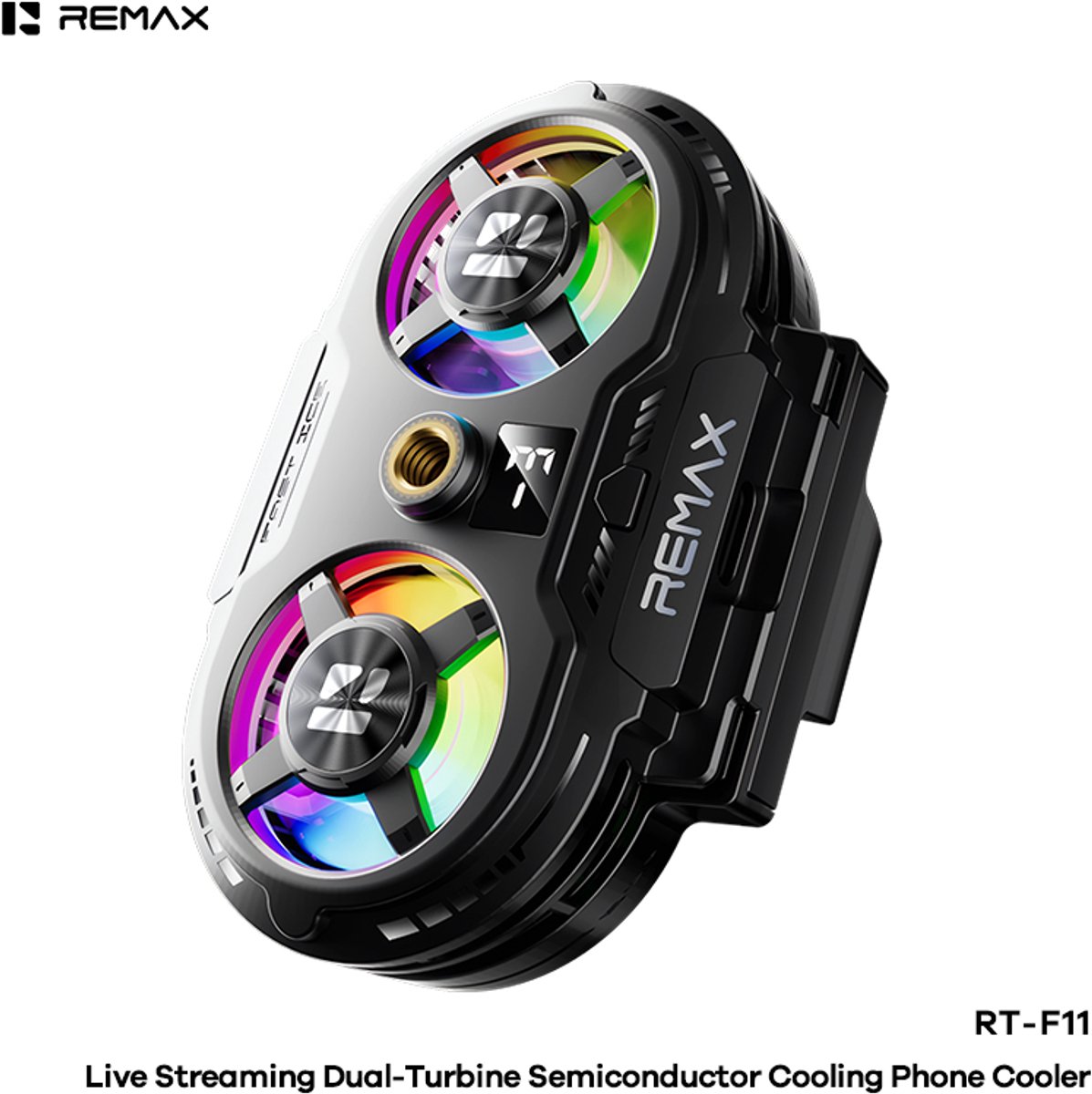 Remax RT-F11 - Telefoonkoeler - Dubbele turbine - Semiconductor - Zwart