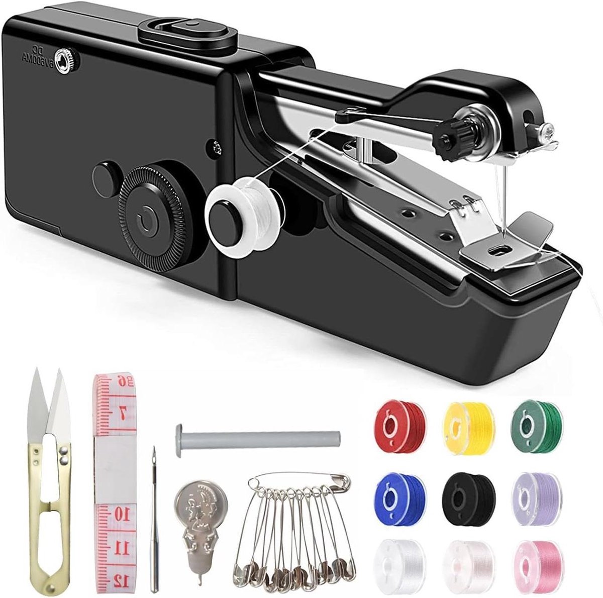 Handmatige Naaimachine - Mini Naaier - Snel Kleding Repareren - Compleet met Accessoires - 21 cm - Zwart