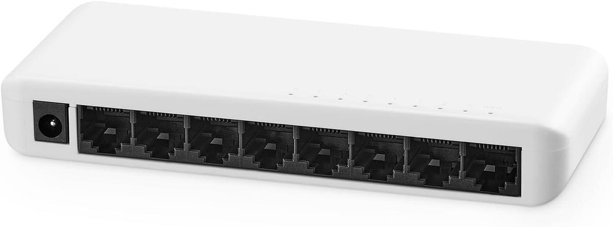Ethernet Switch - Netwerk Hub - Netwerk Uitbreiden - 8 Poorts Gigabit - Desktop Muurmontage - Zwart