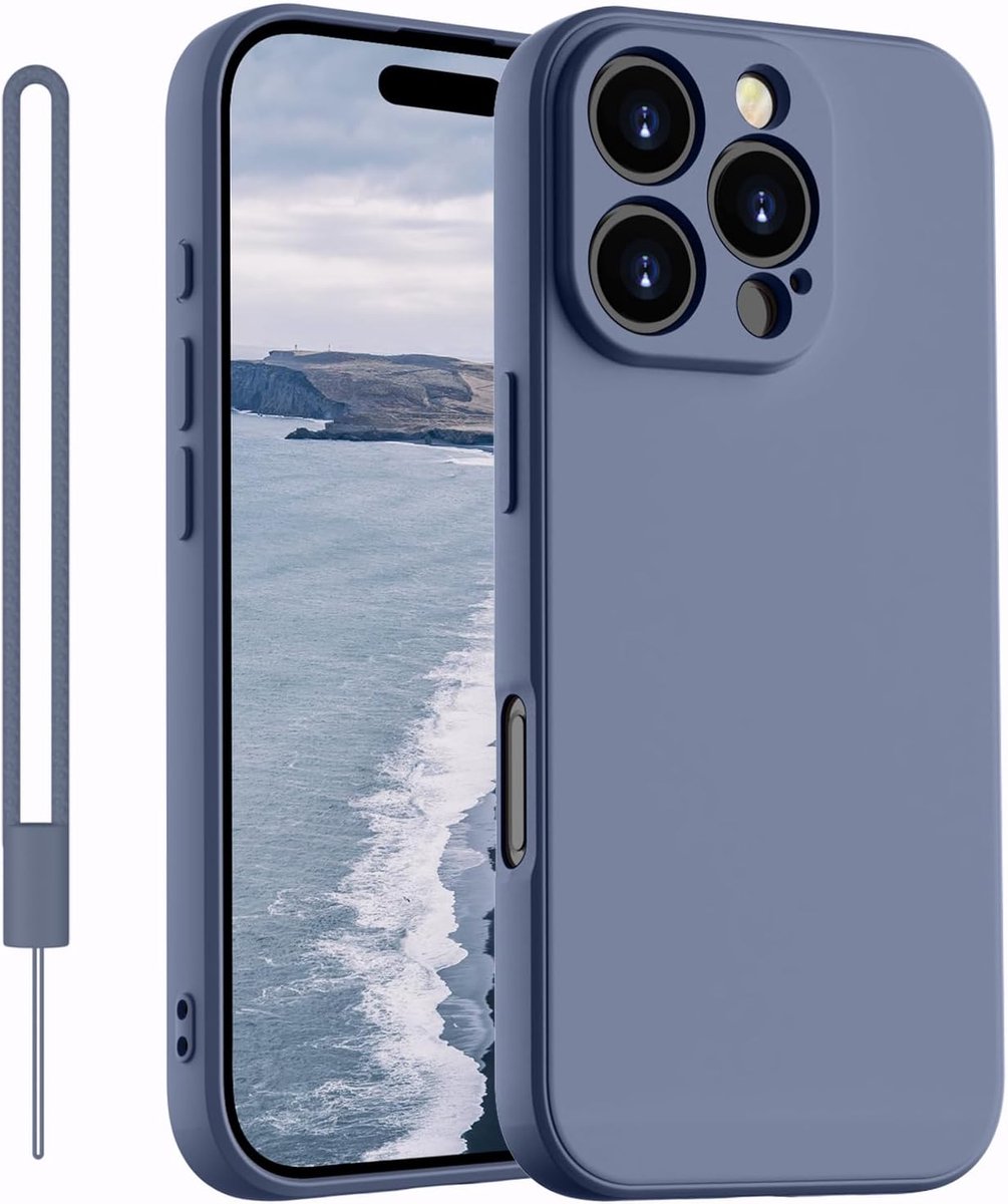 SnelShoppen - Silicone telefoonhoes voor iPhone 16 Pro Max - Blauw Grijs - Perfecte pasvorm - Duurzaam en elegant ontwerp - Bescherming voor dagelijks