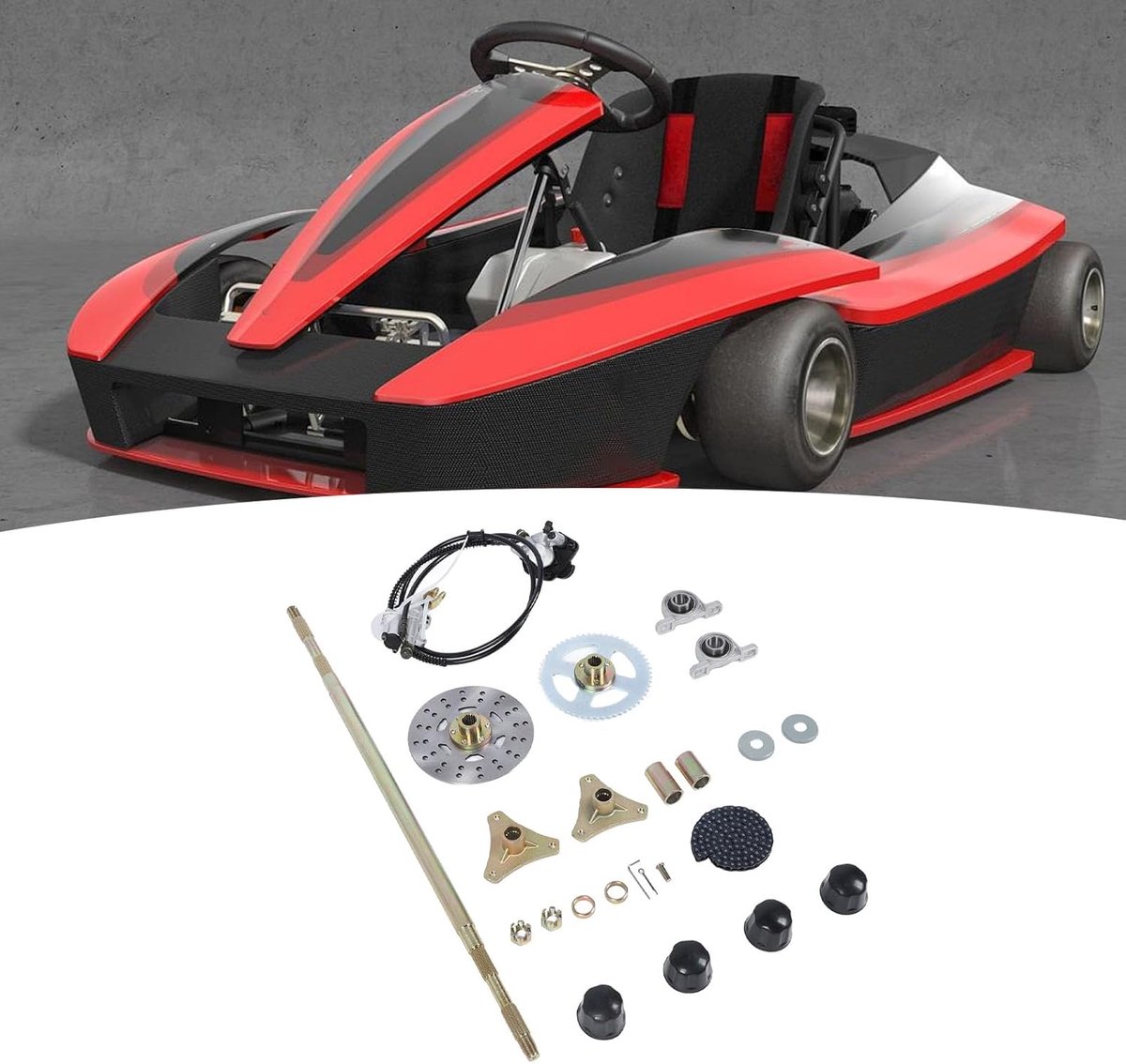 SnelShoppen - 29 Inch Go Kart Achteras Set - Hoogwaardige Sterke Metaal Caliper Compressie Gereedschap, Compleet Set voor Drift Trike en Go Kart, Verv