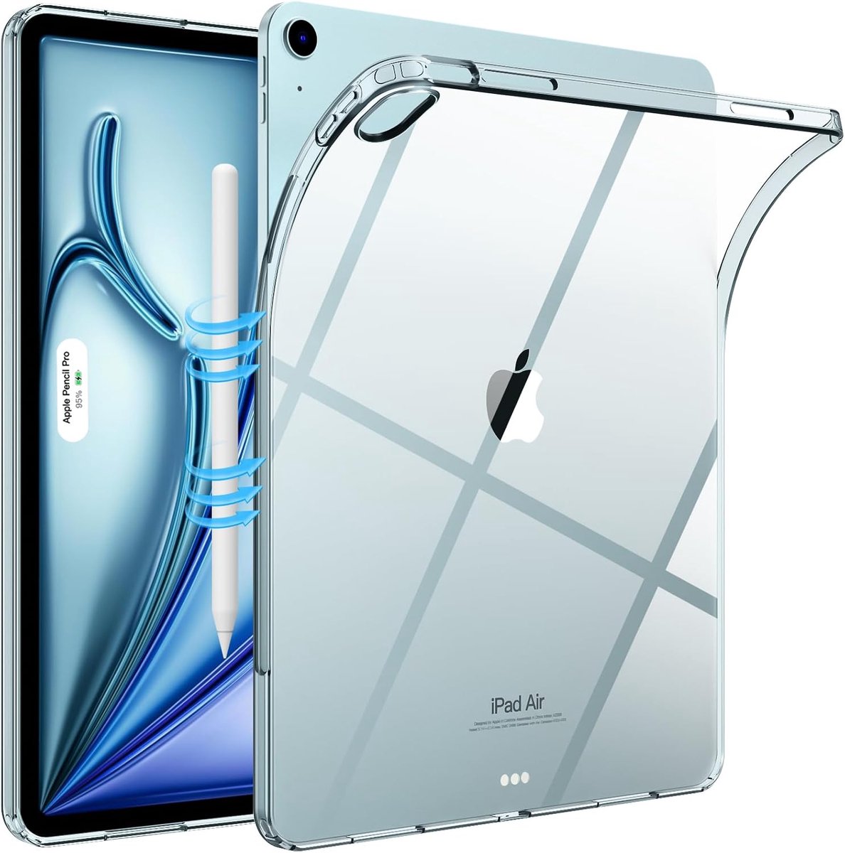SnelShoppen - Transparante TPU Hoes voor iPad Air 13 inch (M2) 2024, Slim & Lichtgewicht, Ondersteunt Pencil Pro en USB-C, Beschermende Case voor iPad