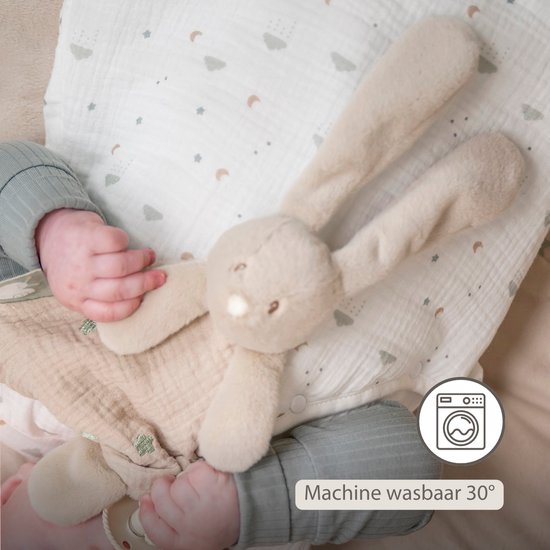 Nattou LouLou Baby Knuffeldoekje - Doudou Konijn - Baby Cadeau - 25 cm - Zand van Nattou — afbeelding 3