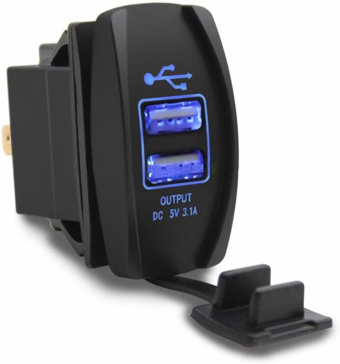 SnelShoppen - Dual USB Socket 3.1A voor Motor en Auto - Waterdichte Oplaadstekker 12-24V - Snellader voor Camping en Reis
