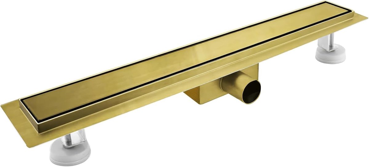 SnelShoppen - Doucheafvoer Goud 70 cm | 2-in-1 Douchegoot Roestvrij Staal met Sifon en Filter, Extra Plat, Geschikt voor Tegelvloer, Ideaal voor Badka