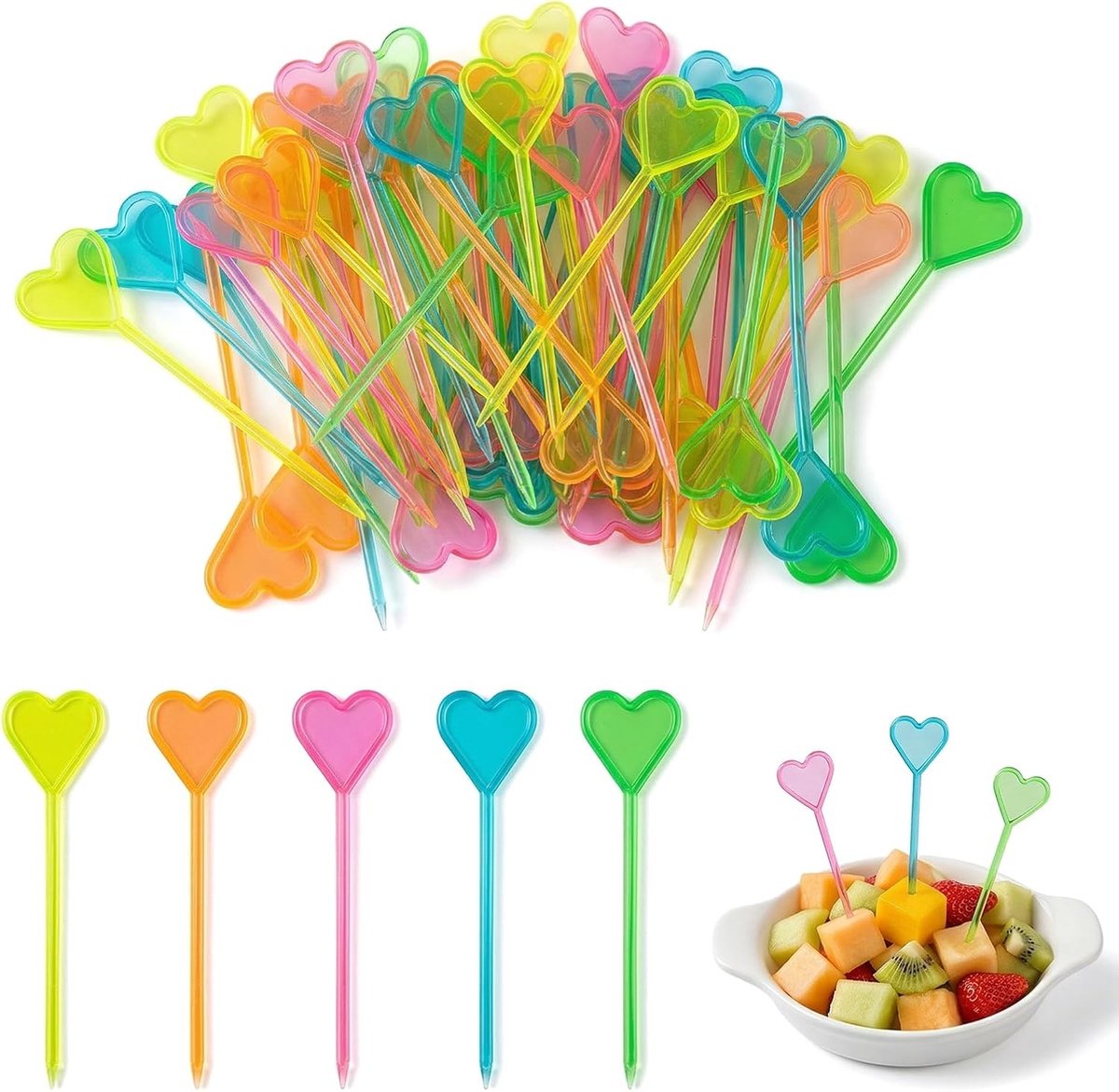 Mini-fruitvorken - Meerkleurig - Kunststof - Voor Feestjes en Snacks